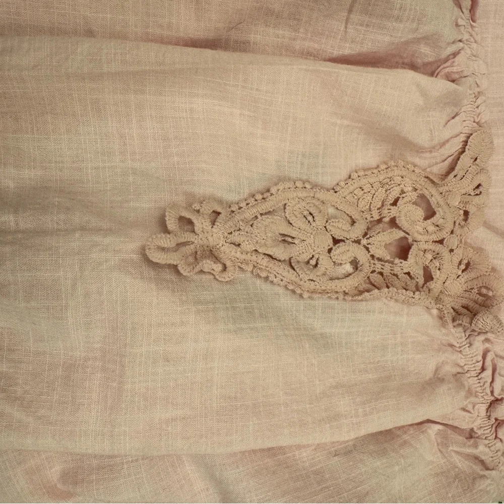 Women's Pink Off-Shoulder Lace Trim Nightgown - Picture 10 of 10